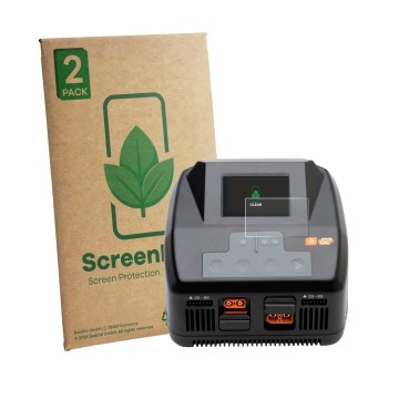 Parte frontal de un envase de producto con el logotipo de la marca ScreenLeaf. Al lado se muestra el dispositivo Spektrum Smar