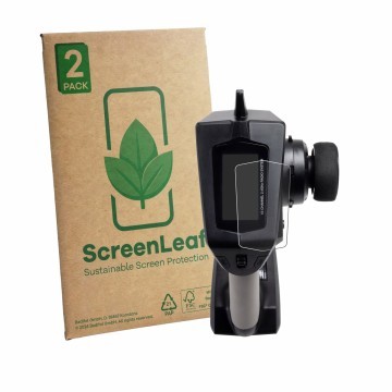 Parte frontale di una confezione del prodotto con il logo del marchio ScreenLeaf. Accanto è raffigurato il dispositivo Spektru