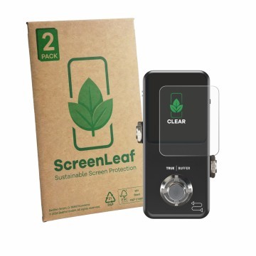 Vorderseite einer Produktverpackung mit dem Markenlogo ScreenLeaf. Daneben ist das Gerät TC Electronic POLYTUNE 3 Noir mit dem