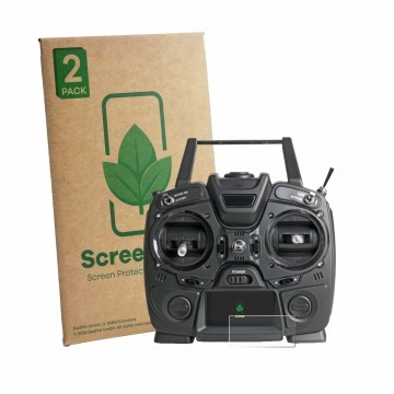 Face avant d’un emballage produit avec le logo de la marque ScreenLeaf. À côté, l’appareil Graupner MZ-10 HOTT est représenté 