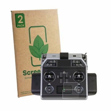 Face avant d’un emballage produit avec le logo de la marque ScreenLeaf. À côté, l’appareil Graupner MC-26 HOTT est représenté 