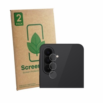 Face avant d’un emballage produit avec le logo de la marque ScreenLeaf. À côté, l’appareil Samsung Galaxy A27 5G (Caméra UNIQU