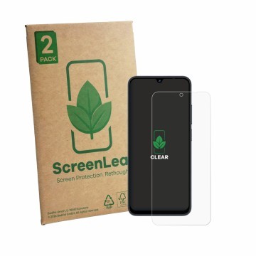 Parte frontale di una confezione del prodotto con il logo del marchio ScreenLeaf. Accanto è raffigurato il dispositivo Lagenio