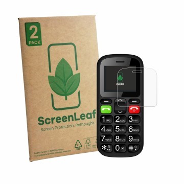 Front side of a product packaging with the brand logo ScreenLeaf. Next to it is the device artfone CS181 shown with the corres
