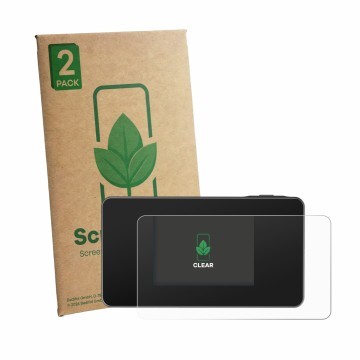 Vorderseite einer Produktverpackung mit dem Markenlogo ScreenLeaf. Daneben ist das Gerät TP-Link M8550 mit dem zugehörigen Dis