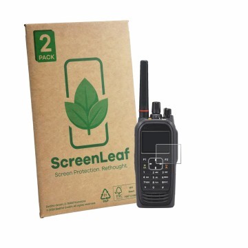 Face avant d’un emballage produit avec le logo de la marque ScreenLeaf. À côté, l’appareil Icom IC-F4400DT est représenté avec