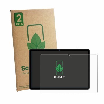 Front side of a product packaging with the brand logo ScreenLeaf. Next to it is the device fezawio F12 10.1