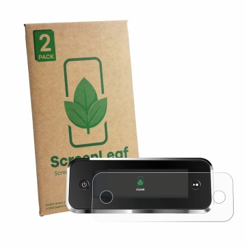 Front side of a product packaging with the brand logo ScreenLeaf. Next to it is the device Philips Series 5500 shown with the 