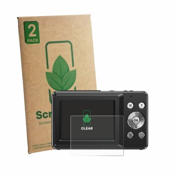 Vorderseite einer Produktverpackung mit dem Markenlogo ScreenLeaf. Daneben ist das Gerät IXNAIQY Vlogging Camera for Kids mit 