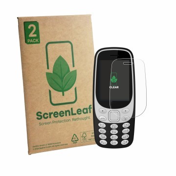 Parte frontale di una confezione del prodotto con il logo del marchio ScreenLeaf. Accanto è raffigurato il dispositivo Karbonn