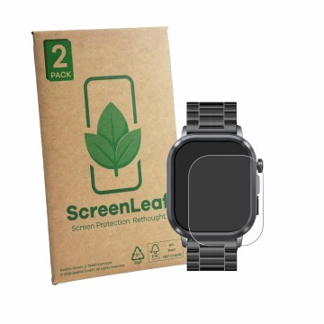 Face avant d’un emballage produit avec le logo de la marque ScreenLeaf. À côté, l’appareil Knauermann Pro 4 2026 (rectangulair