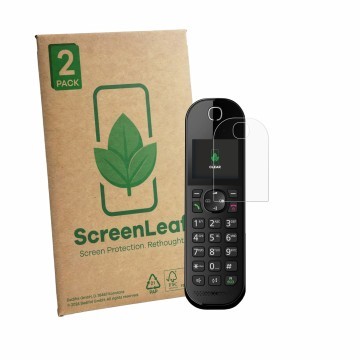 Parte frontale di una confezione del prodotto con il logo del marchio ScreenLeaf. Accanto è raffigurato il dispositivo Panason