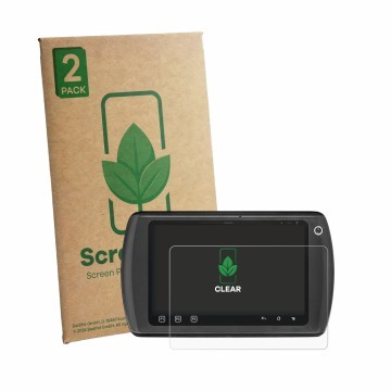 Vorderseite einer Produktverpackung mit dem Markenlogo ScreenLeaf. Daneben ist das Gerät Zebra ET1 mit dem zugehörigen Display