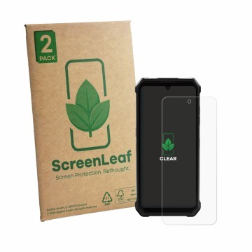 Parte frontale di una confezione del prodotto con il logo del marchio ScreenLeaf. Accanto è raffigurato il dispositivo Fossibo