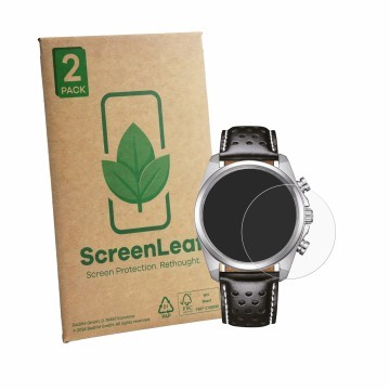 Vorderseite einer Produktverpackung mit dem Markenlogo ScreenLeaf. Daneben ist das Gerät Citizen CA4640-09A mit dem zugehörige