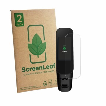 Parte frontale di una confezione del prodotto con il logo del marchio ScreenLeaf. Accanto è raffigurato il dispositivo Xiaomi 