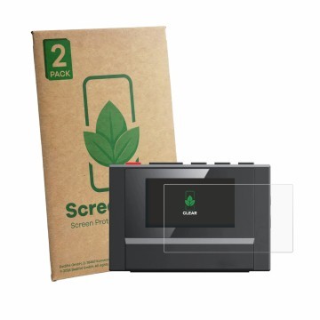 Parte frontal de un envase de producto con el logotipo de la marca ScreenLeaf. Al lado se muestra el dispositivo FiiO SnowSky 