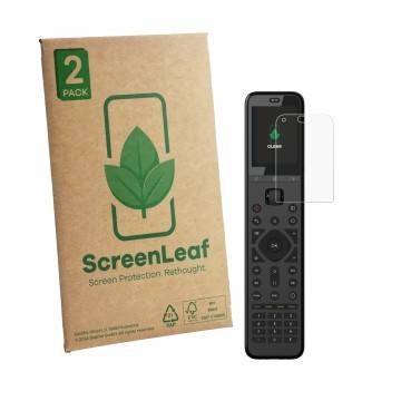 Face avant d’un emballage produit avec le logo de la marque ScreenLeaf. À côté, l’appareil Sofabaton U3 est représenté avec la