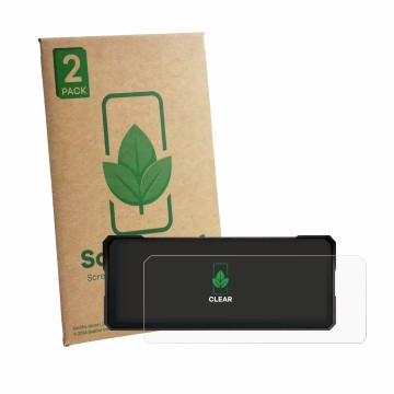 Face avant d’un emballage produit avec le logo de la marque ScreenLeaf. À côté, l’appareil Jansite MT36 8.1
