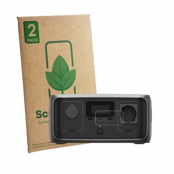 Face avant d’un emballage produit avec le logo de la marque ScreenLeaf. À côté, l’appareil EcoFlow River 3 est représenté avec