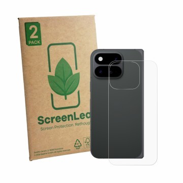 Parte frontale di una confezione del prodotto con il logo del marchio ScreenLeaf. Accanto è raffigurato il dispositivo Google 