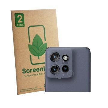 Parte frontale di una confezione del prodotto con il logo del marchio ScreenLeaf. Accanto è raffigurato il dispositivo Motorol