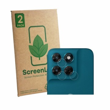 Face avant d’un emballage produit avec le logo de la marque ScreenLeaf. À côté, l’appareil Motorola Moto G77 (Caméra UNIQUEMEN