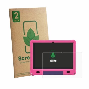 Vorderseite einer Produktverpackung mit dem Markenlogo ScreenLeaf. Daneben ist das Gerät Vasoun TAB 10 MAX M10 mit dem zugehör