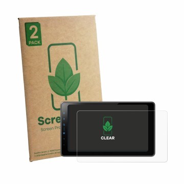 Vorderseite einer Produktverpackung mit dem Markenlogo ScreenLeaf. Daneben ist das Gerät Pioneer SPH-EVO98DAB-UNI mit dem zuge