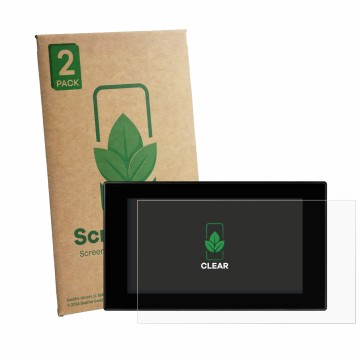 Parte frontal de un envase de producto con el logotipo de la marca ScreenLeaf. Al lado se muestra el dispositivo MG MG4 Urban 