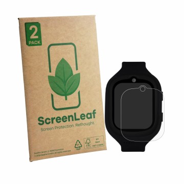 Vorderseite einer Produktverpackung mit dem Markenlogo ScreenLeaf. Daneben ist das Gerät SoyMomo Space 4.0 mit dem zugehörigen
