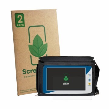 Face avant d’un emballage produit avec le logo de la marque ScreenLeaf. À côté, l’appareil Rover EXA 9 est représenté avec la 
