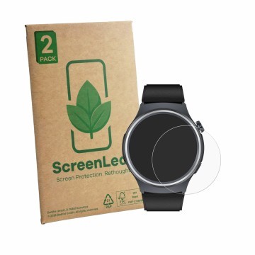 Parte frontal de un envase de producto con el logotipo de la marca ScreenLeaf. Al lado se muestra el dispositivo Black Shark A