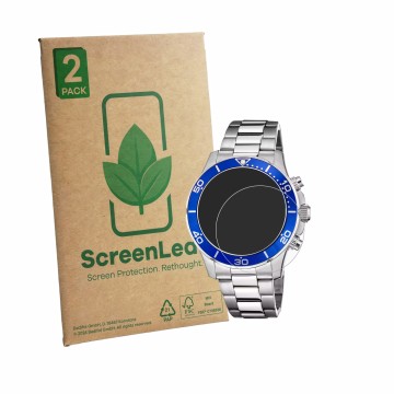 Front side of a product packaging with the brand logo ScreenLeaf. Next to it is the device Lotus 18800 shown with the correspo