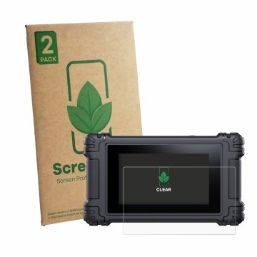 Parte frontal de un envase de producto con el logotipo de la marca ScreenLeaf. Al lado se muestra el dispositivo iCarsoft VAWS