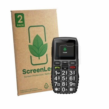 Face avant d’un emballage produit avec le logo de la marque ScreenLeaf. À côté, l’appareil artfone 4G est représenté avec la p