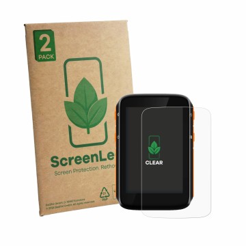 Vorderseite einer Produktverpackung mit dem Markenlogo ScreenLeaf. Daneben ist das Gerät CooSpo BC200 2024 mit dem zugehörigen