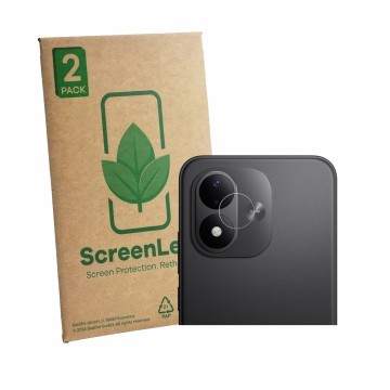 Face avant d’un emballage produit avec le logo de la marque ScreenLeaf. À côté, l’appareil Xiaomi Redmi Note 17 5G (Caméra UNI