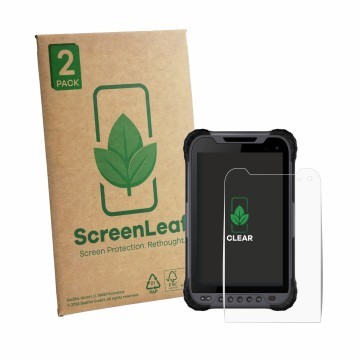 Face avant d’un emballage produit avec le logo de la marque ScreenLeaf. À côté, l’appareil Stonex S80 est représenté avec la p