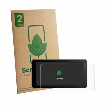 Vorderseite einer Produktverpackung mit dem Markenlogo ScreenLeaf. Daneben ist das Gerät Jado S6 mit dem zugehörigen Displaysc