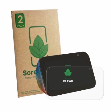 Vorderseite einer Produktverpackung mit dem Markenlogo ScreenLeaf. Daneben ist das Gerät Amazon Echo Show 5 Kids mit dem zugeh