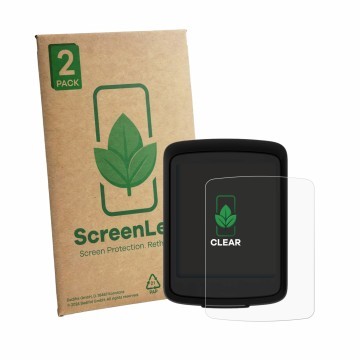 Parte frontale di una confezione del prodotto con il logo del marchio ScreenLeaf. Accanto è raffigurato il dispositivo Bryton 