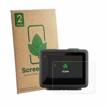 Parte frontale di una confezione del prodotto con il logo del marchio ScreenLeaf. Accanto è raffigurato il dispositivo GoPro H
