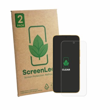 Front side of a product packaging with the brand logo ScreenLeaf. Next to it is the device Honor Magic 9 Super shown with the 