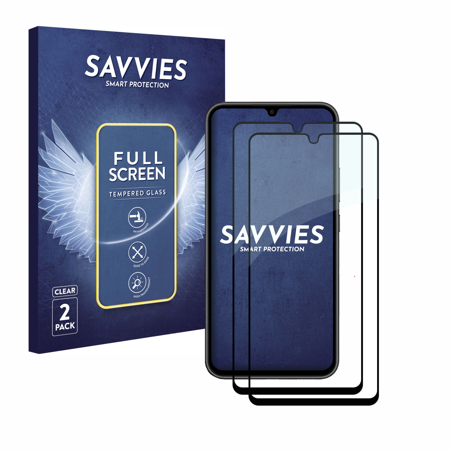 2x Savvies Xtreme Glass  Full Cover Protection d'écran en verre trempé  pour Samsung Galaxy A34 5G (noir) 